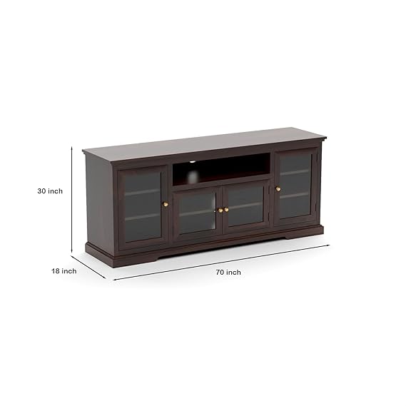 Solid Wood Natural Finishing TV Entertainment Unit (Walnut)