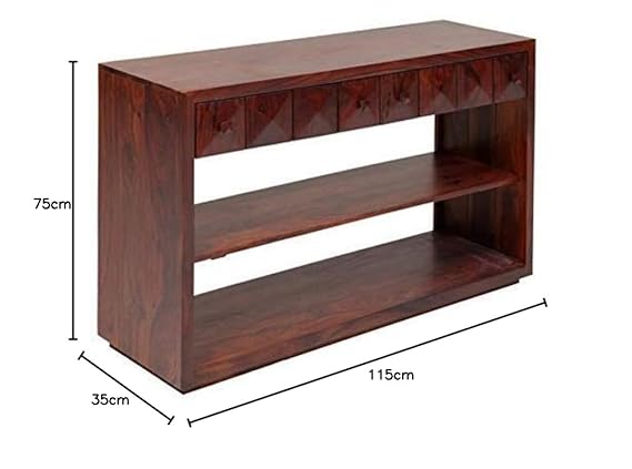 Solid Mahagony Finish Sheesham Wood Wall Side Console Table for Living Room Bedroom (115x35x75 cm)