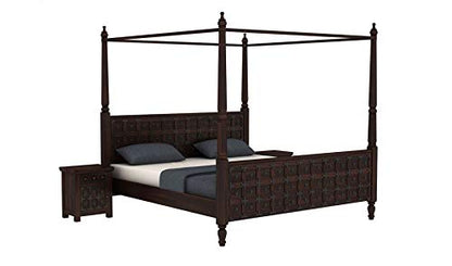 Sheesham Wood Poster Bed Without Storage King Size Bed for Bedroom Wooden Double Bed, Cot Furniture 1 Year Warrenty (King, Walnut)
