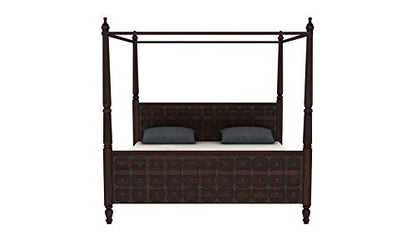 Sheesham Wood Poster Bed Without Storage King Size Bed for Bedroom Wooden Double Bed, Cot Furniture 1 Year Warrenty (King, Walnut)