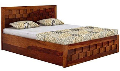 Sheesham Solid Wood King Size Storage Bed for Bedroom | for Home (Honey Finish)