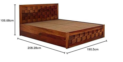 Sheesham Solid Wood King Size Storage Bed for Bedroom | for Home (Honey Finish)