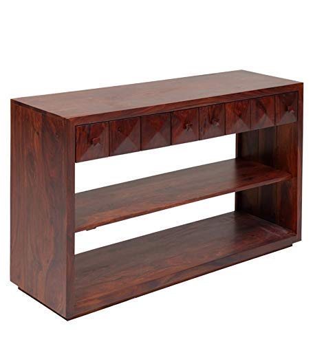Solid Mahagony Finish Sheesham Wood Wall Side Console Table for Living Room Bedroom (115x35x75 cm)