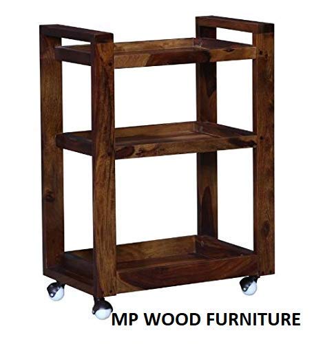 Bar Trolley/Serving Trolley/Wooden Service Trolley (Sheesham Wood) (Teak Wood Shade)