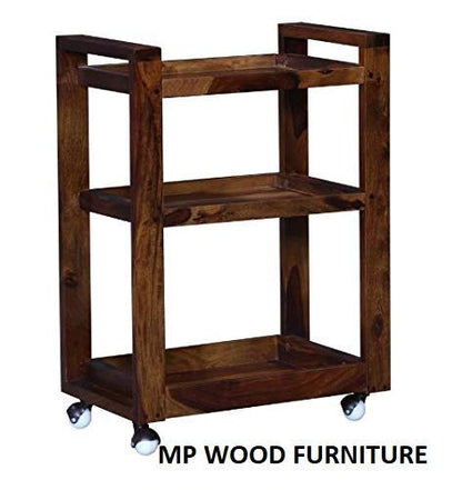 Bar Trolley/Serving Trolley/Wooden Service Trolley (Sheesham Wood) (Teak Wood Shade)