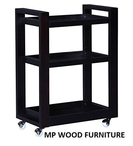 Solid Wood Bar Trolley Serving Trolley Wooden Service Trolley (35x60x75 cm)