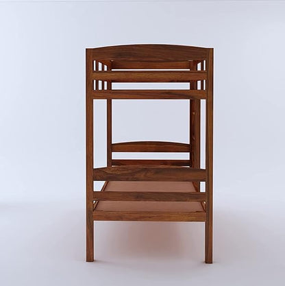 Sheesham Wood Bunk Bed with Trundle - Twin Over Full Solid Wood Bunk Bed for Kids