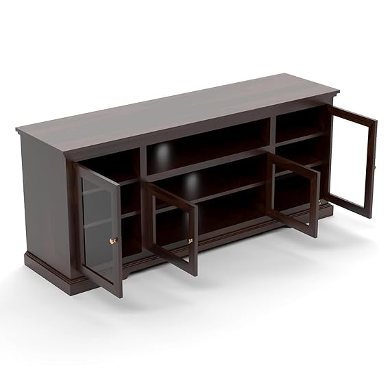 Solid Wood Natural Finishing TV Entertainment Unit (Walnut)