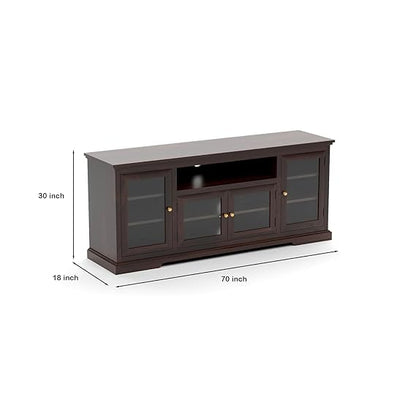 Solid Wood Natural Finishing TV Entertainment Unit (Walnut)