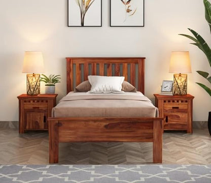 Solid Sheesham Wood Single Bed Furniture for Bedroom Wooden Cot for Home