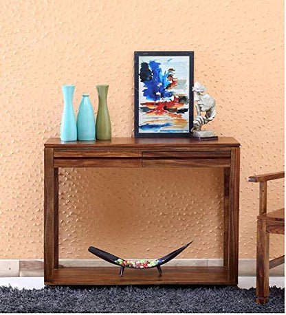 Solid Brown Finish Sheesham Wood Wall Side Console Table for Fascinating Home (113x40x80 cm)