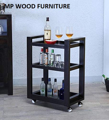 Solid Wood Bar Trolley Serving Trolley Wooden Service Trolley (35x60x75 cm)