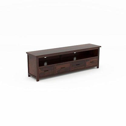 Sheesham Solid Wood Meter Dolly 4 Draw TV Unit Cabinet Entertainment Stand for Bedroom/for Living Room (Dark Brown)