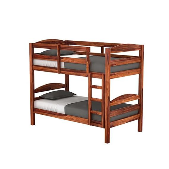 Mp Wood Sheesham Wood Bunk Bed | Twin Over Bed| Wooden Kids Bed with Ladder for Bedroom Living Room Home (Honey Finish 81.3 x 39 x 68 Inch)