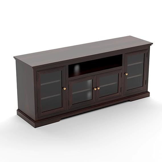 Solid Wood Natural Finishing TV Entertainment Unit (Walnut)