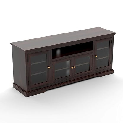 Solid Wood Natural Finishing TV Entertainment Unit (Walnut)