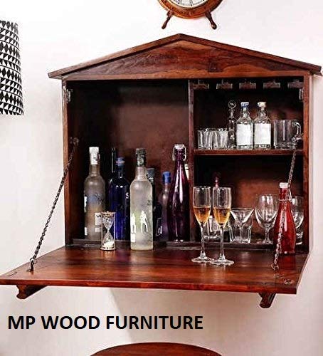 Solid Sheesham Solid Wood Make Wine Storage Cabinet Bar Cabinet,Foldable Bar Cabinets Also Wall Mount