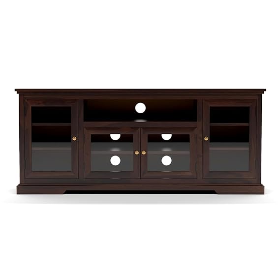 Solid Wood Natural Finishing TV Entertainment Unit (Walnut)