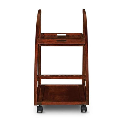 Solid Sheesham Wood Serving Wine Trolley Bar (Rich ho honey