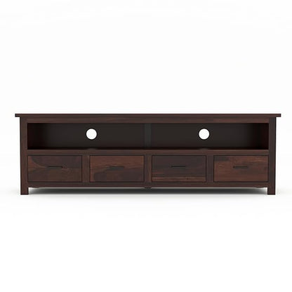 Sheesham Solid Wood Meter Dolly 4 Draw TV Unit Cabinet Entertainment Stand for Bedroom/for Living Room (Dark Brown)