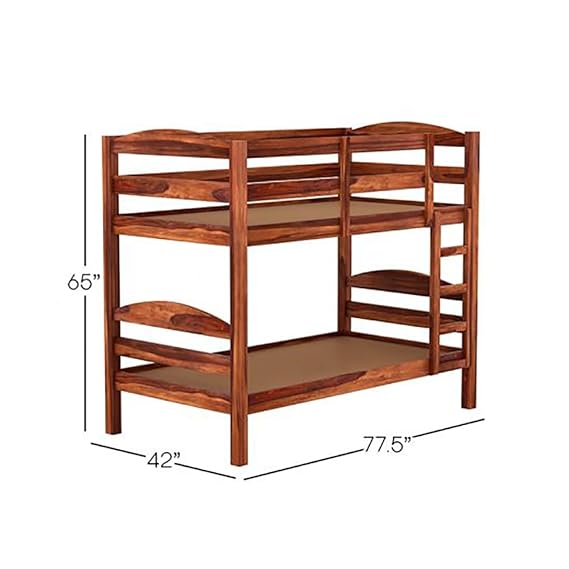 Mp Wood Sheesham Wood Bunk Bed | Twin Over Bed| Wooden Kids Bed with Ladder for Bedroom Living Room Home (Honey Finish 81.3 x 39 x 68 Inch)