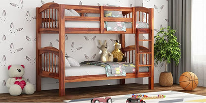Mp Wood Sheesham Wood Bunk Bed | Bunk Bed Furniture for Bedroom | Wooden Kids Bed with Ladder for Bedroom Living Room Home (Honey Finish