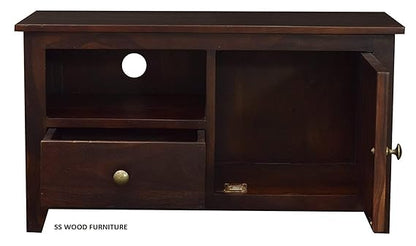 Sheesham Solid Wood | 1 Drawer and Storage TV Display Unit/TV Stand in Mahogany Finish