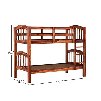Mp Wood Sheesham Wood Bunk Bed | Bunk Bed Furniture for Bedroom | Wooden Kids Bed with Ladder for Bedroom Living Room Home (Honey Finish