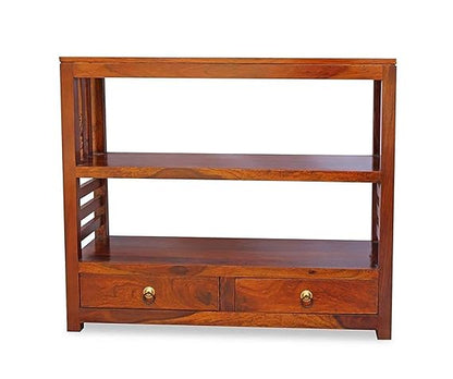 Solid Teak Finish Sheesham Wood Wall Side Console Table with Storage Facility for Beautiful Living Room (90x35x76 cm)