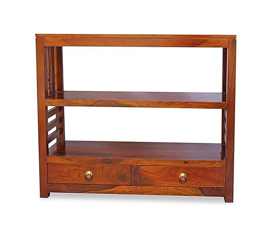 Solid Teak Finish Sheesham Wood Wall Side Console Table with Storage Facility for Beautiful Living Room (90x35x76 cm)