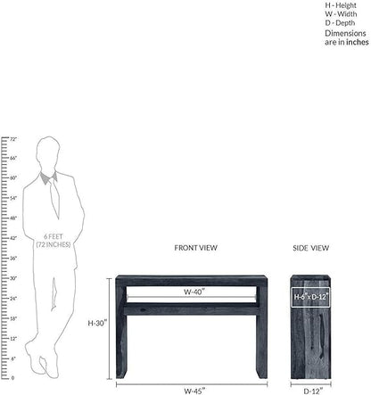 Solid Sheesham Wood Style Teak Finish Wall Side Console Table for Living Room Bedroom (112x30x75 cm)