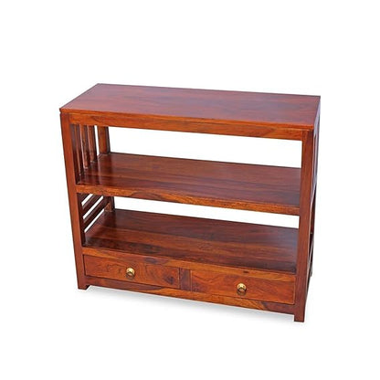 Solid Teak Finish Sheesham Wood Wall Side Console Table with Storage Facility for Beautiful Living Room (90x35x76 cm)