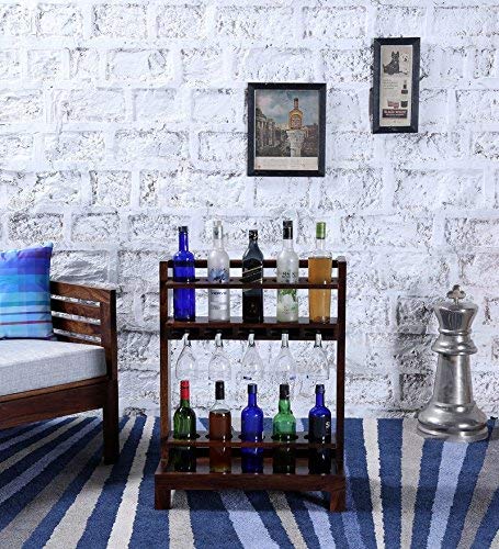 Sheesham Solid Wood Bar Trolley in Provincial Teak Finis