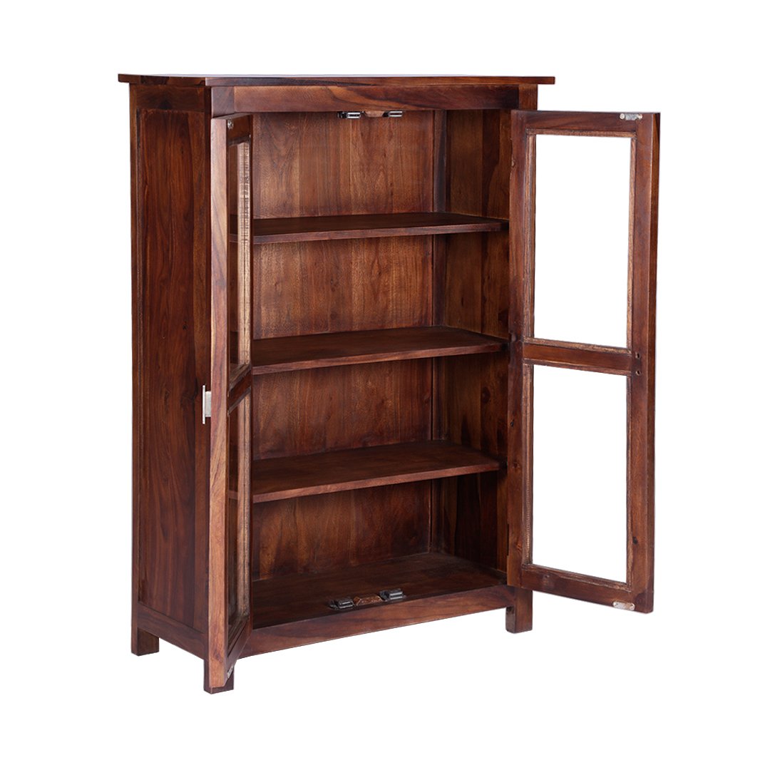 Sheesham Wood Display Shelf - Honey Oak Finish Wall Mount Shelving Set