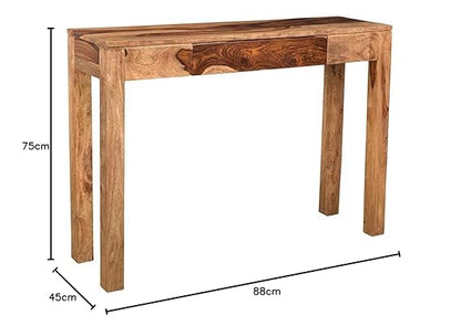 Solid Sheesham Wood Wall Side Entrance Natural Finish Console Table for Graceful Living Room Entrance Console Table with Drawers (45x88x75 cm)