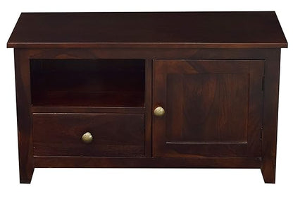 Sheesham Solid Wood | 1 Drawer and Storage TV Display Unit/TV Stand in Mahogany Finish