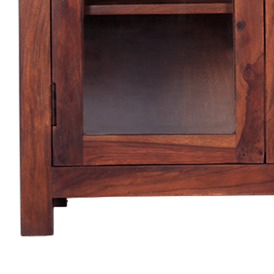 Sheesham Wood Display Shelf - Honey Oak Finish Wall Mount Shelving Set