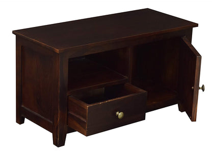 Sheesham Solid Wood | 1 Drawer and Storage TV Display Unit/TV Stand in Mahogany Finish