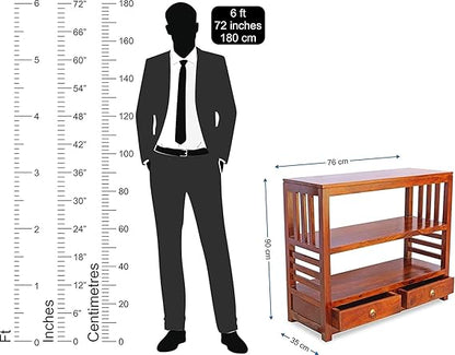 Solid Teak Finish Sheesham Wood Wall Side Console Table with Storage Facility for Beautiful Living Room (90x35x76 cm)