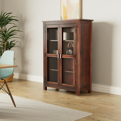 Sheesham Wood Display Shelf - Honey Oak Finish Wall Mount Shelving Set