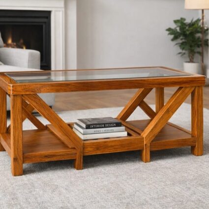 Solid Sheesham Wood Coffee Table Honey Finish